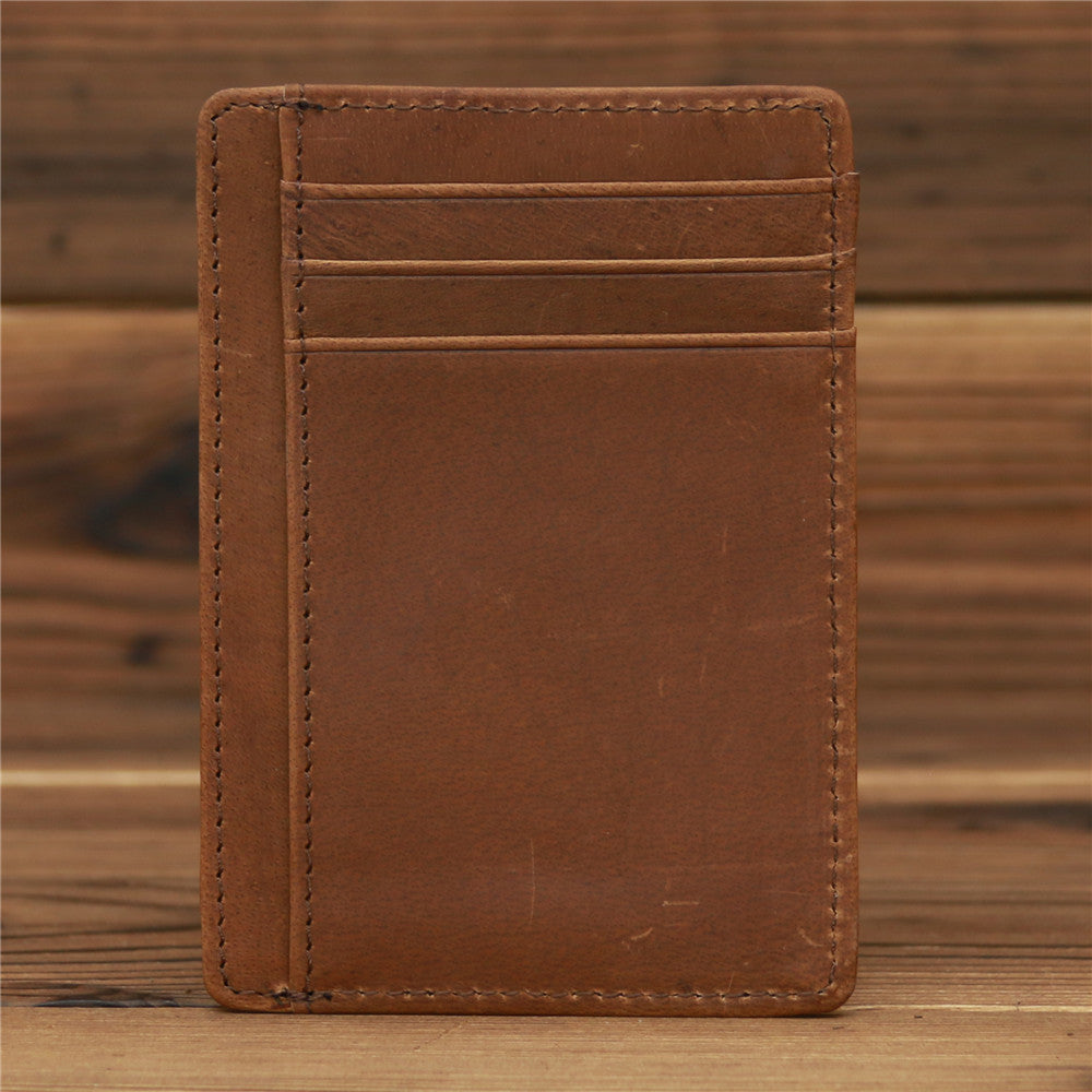 Men's Genuine Leather Crazy Horse Minimalist Cowhide Card Holder