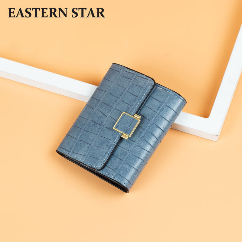 Women's Short Solid Color Bright Leather Crocodile Pattern Series Ladies Wallets