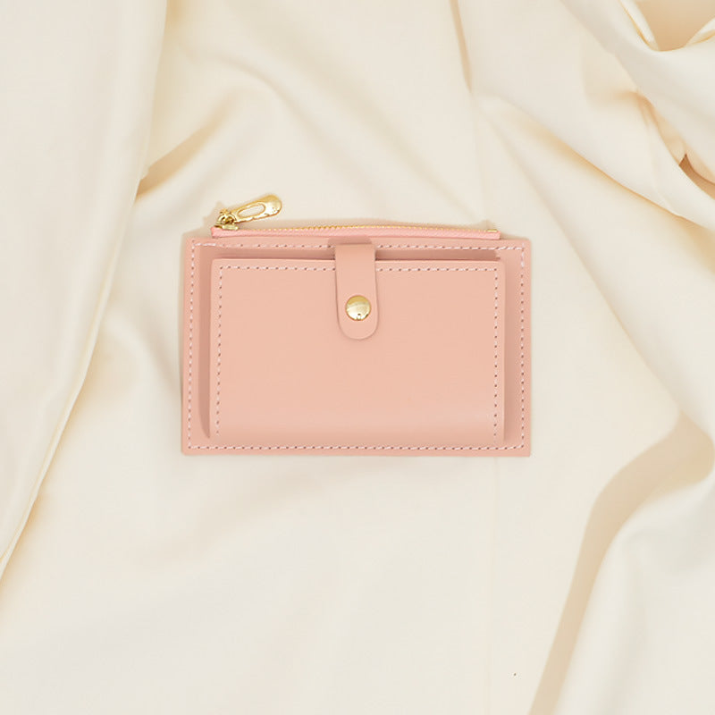 Women's Short Korean Style Minimalist Thin Zipper Hasp Multiple Purses