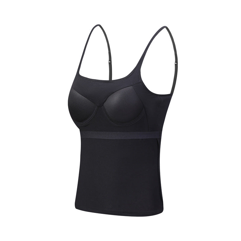 Women's Chest Pad Camisole One-piece Black Cup Cover White Tanks Camis