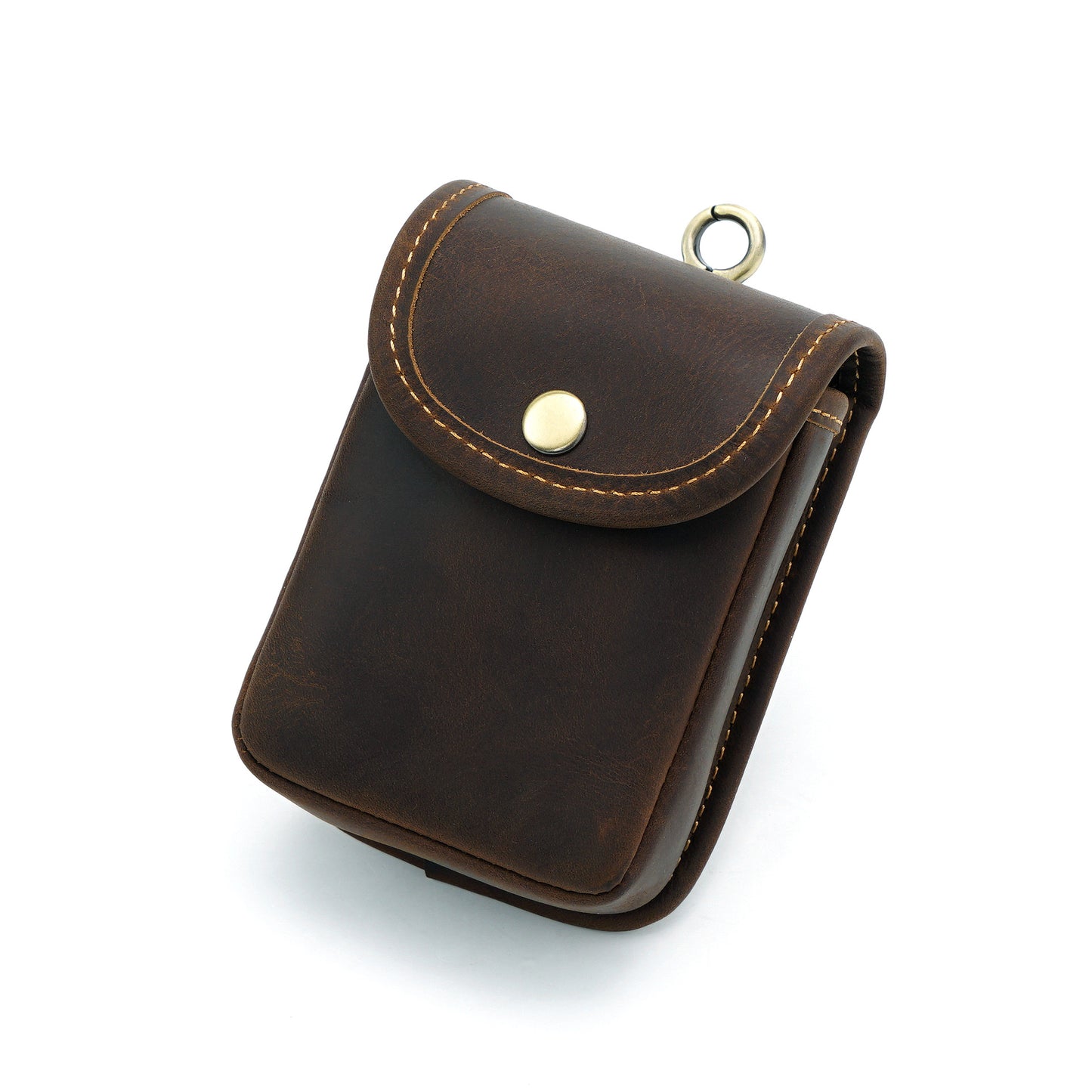 Men's Cowhide Crazy Horse Leather Mini Cigarette Retro Men's Waist Packs