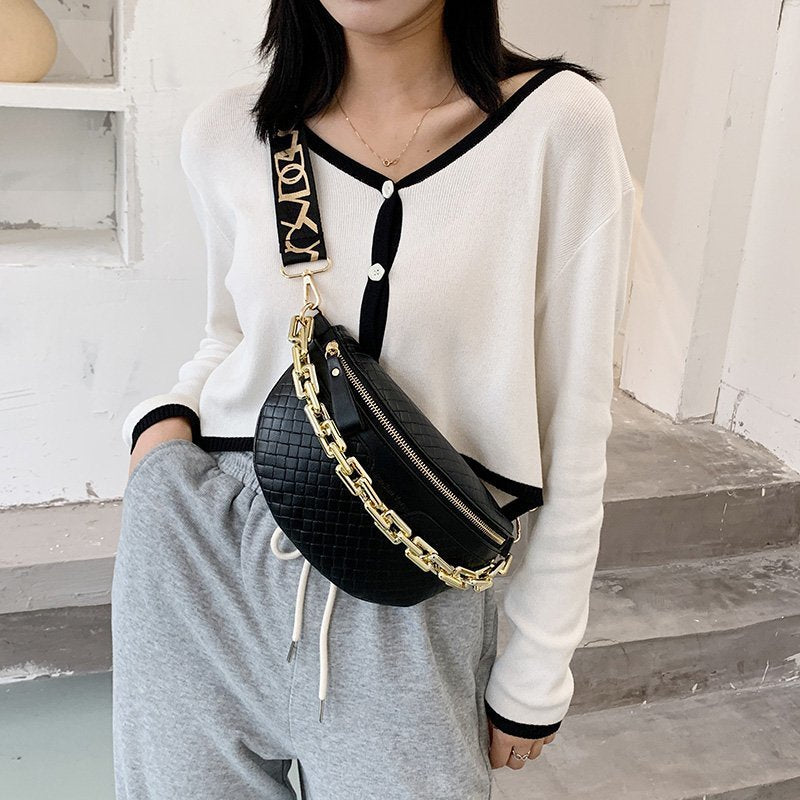Women's Thick Chain High-grade Plaid Fashionable Women's Messenger Bag