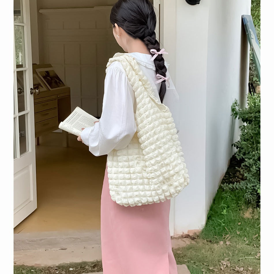 Women's Waffle Large Capacity Bubble High Sense Women's Shoulder Bag