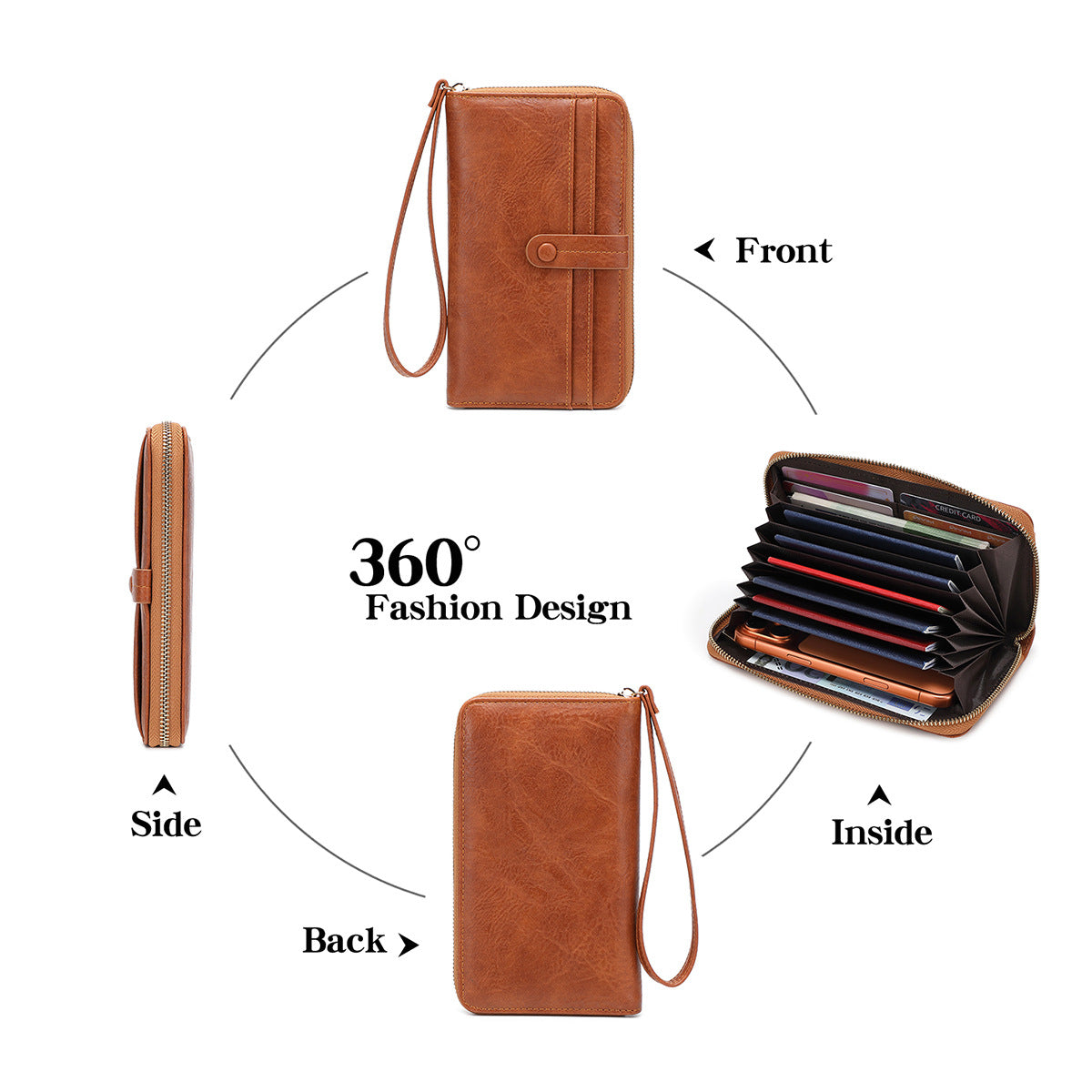Women's Retro Large Capacity Zipper Long Organ Ladies Wallet