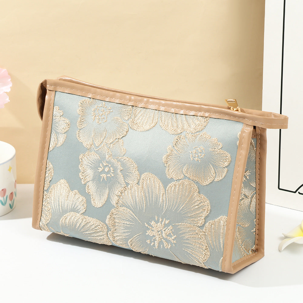 Vintage Flower Fashion Clutch Large Capacity Portable Makeup Bag