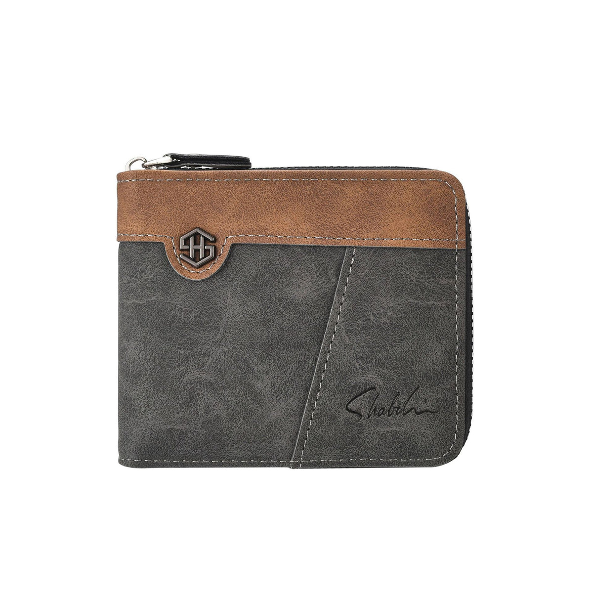 Men's Autumn Short Vintage Zipper Stitching Horizontal Men's Wallet