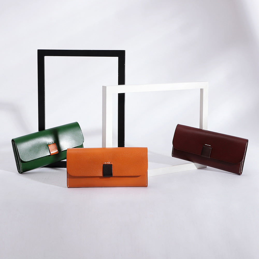 Women's First Layer Cowhide Simple Clutch High-grade Genuine Leather Ladies Wallet