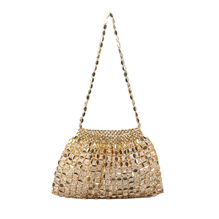 Flat Beads Beaded Weave Large Dumplings Shoulder Bags