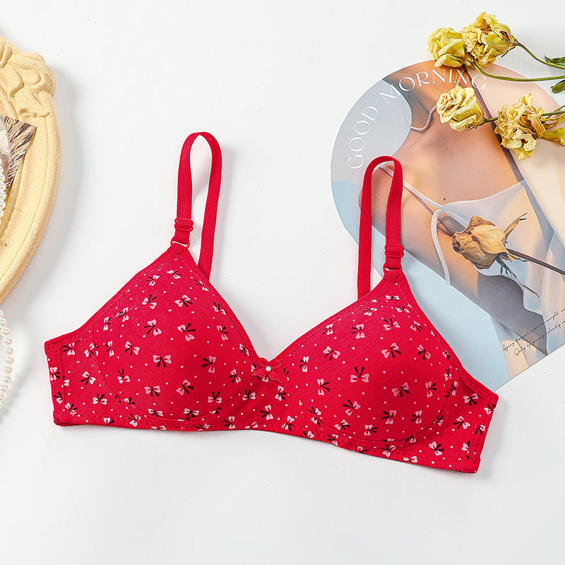 Women's Underwear Printed Thin Two Breasted Wireless Bras