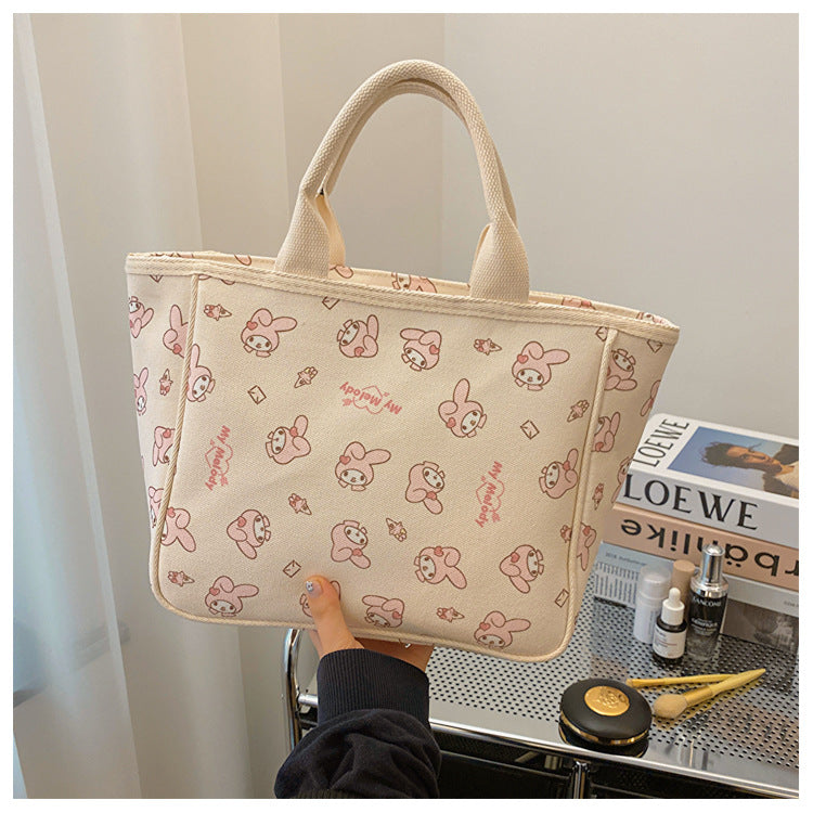 Printed Canvas Portable Cute Lunch Box Handbags