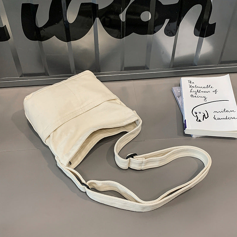 Women's Washed-out Canvas Simple Commute Mori Style Solid Tote Bags