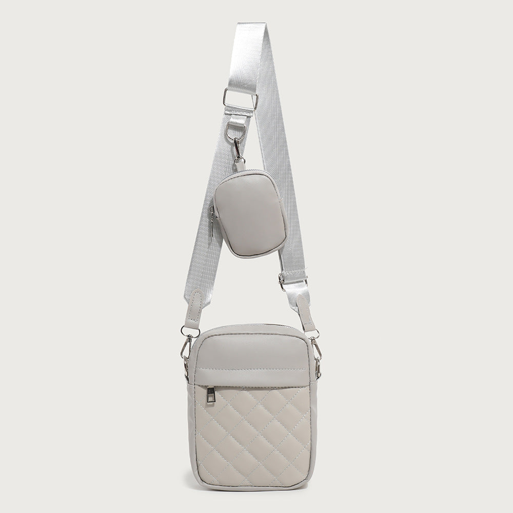 Women's Simple Practical Quilted Vertical Two-piece Set Women's Messenger Bag