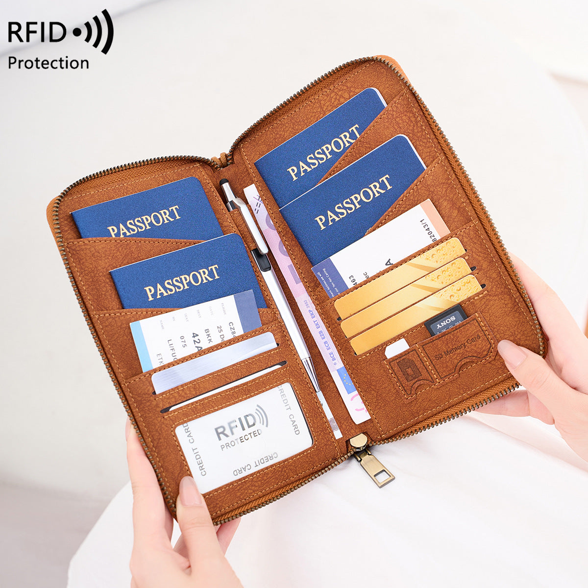 Family Passport Storage Simple Large Capacity Credit Ladies Wallet