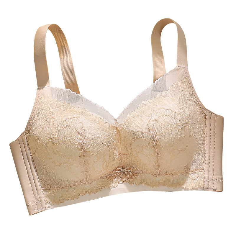 Women's Underwear Lightweight Breathable Paper Cup Lace Four Breasted Push Bras