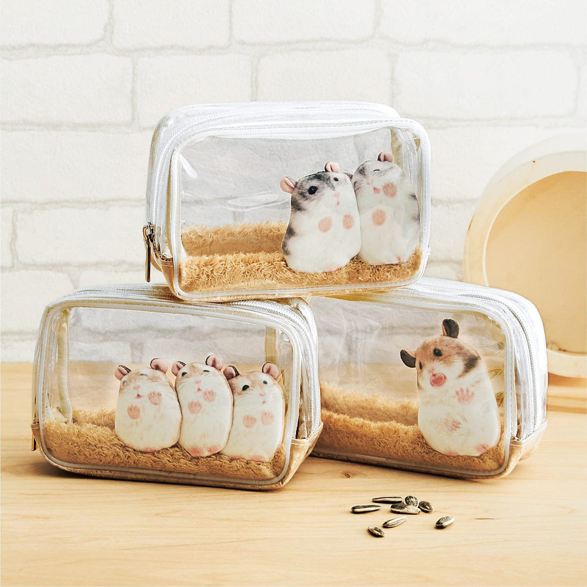 Face Pasters Glass Hamster Transparent Waterproof Toiletries Creative Interlayer Household Makeup Bag