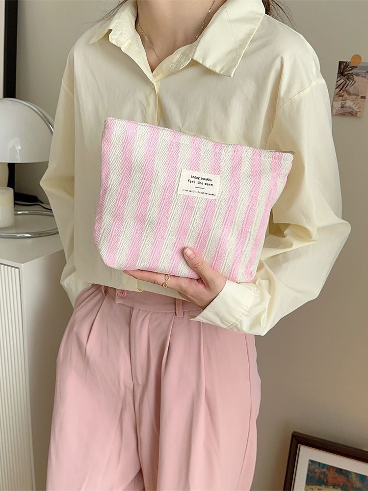 Women's Striped Make-up Toiletry Storage Large Capacity Cosmetic Bags