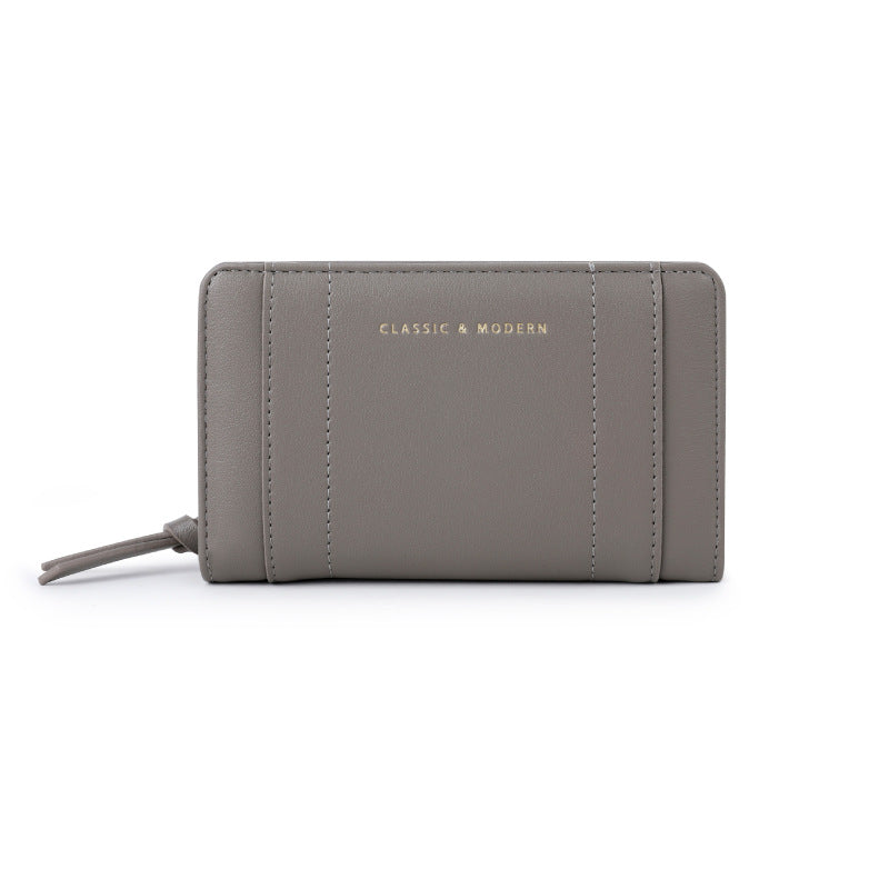 Large Capacity Design Solid Color Two Ladies Wallet