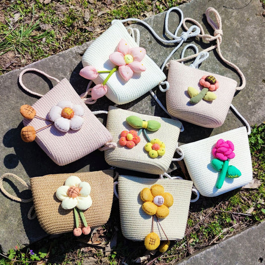 Children's Summer Weaving Straw Cute Mobile Western Phone Bags