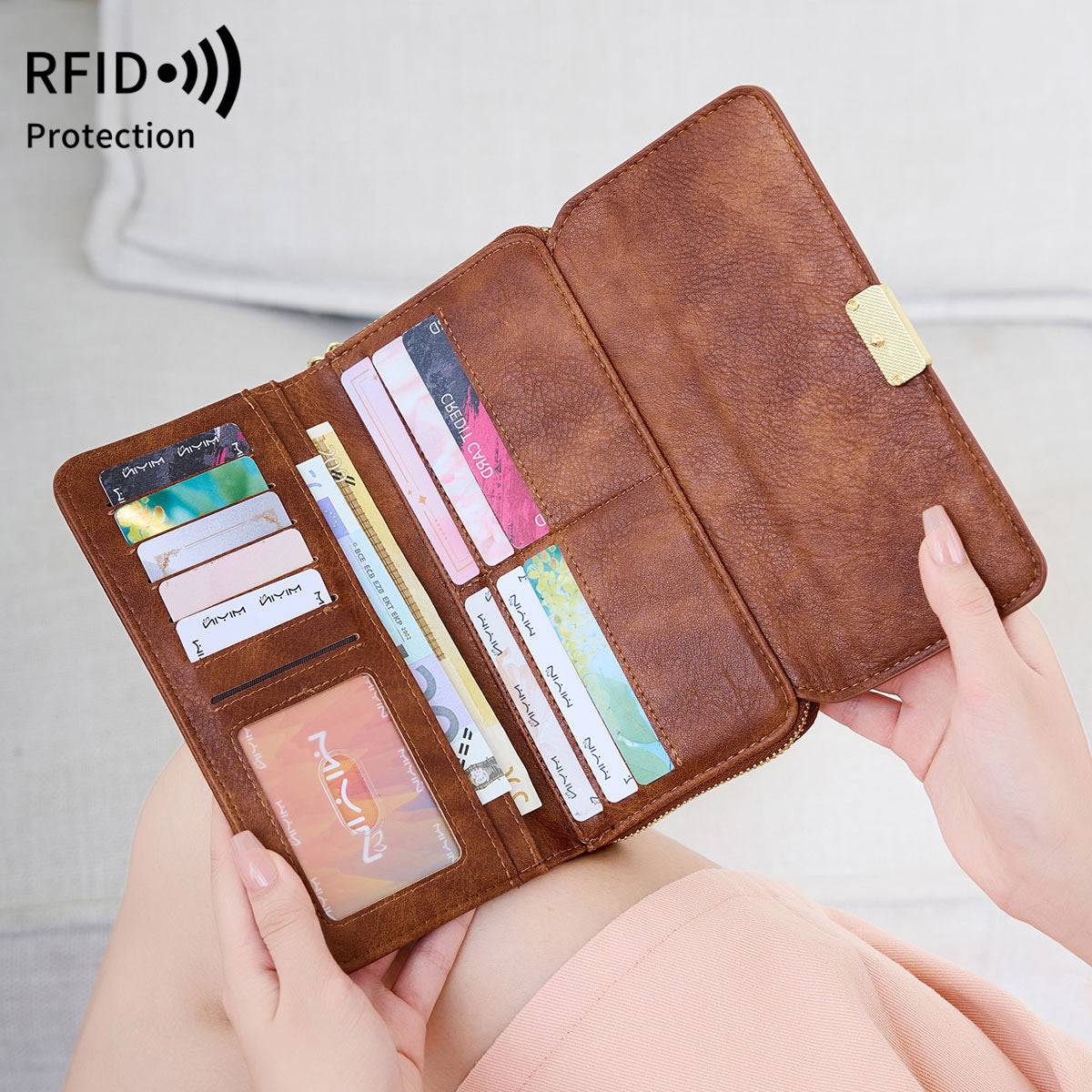 Classic Unique Women's Retro Portable Long Handbags