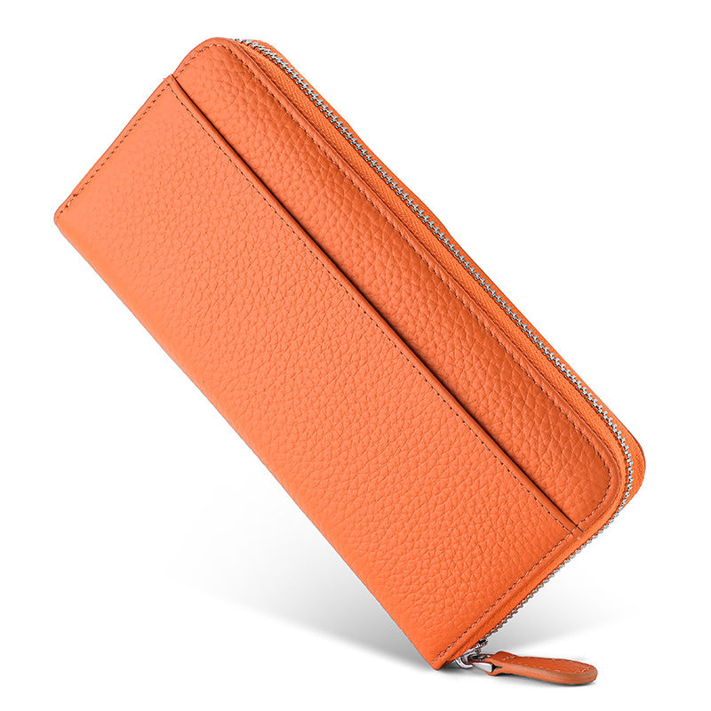 Women's Genuine Leather Long Zipper Clutch Bags