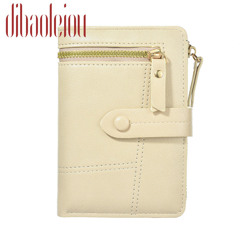 Women's Fashion Short Leather Zipper Folding Coin Purses
