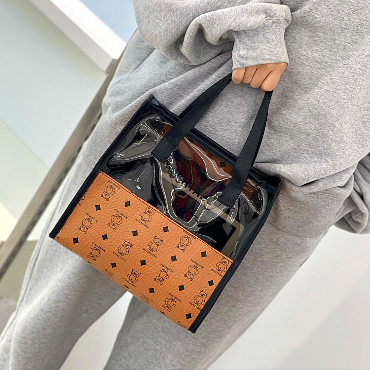 Women's Fashion Cute Translucent Bear Large Capacity Handbags