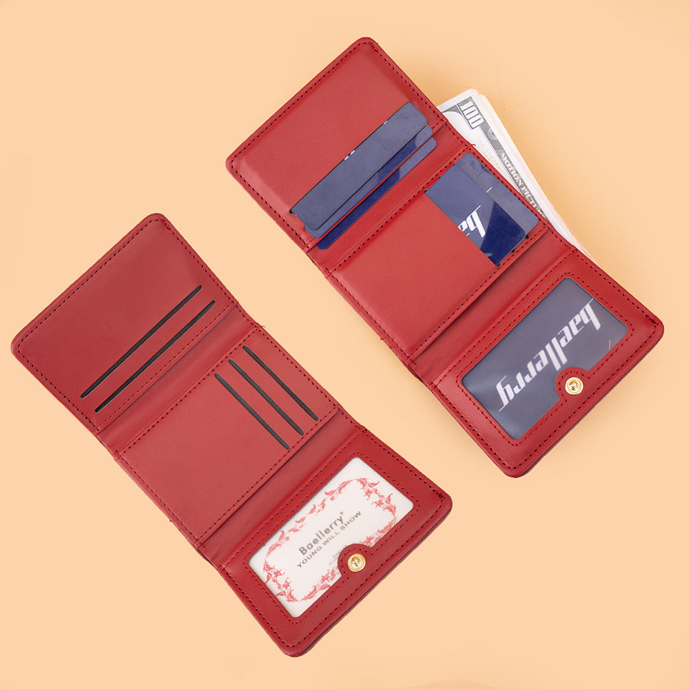 Women's Short Korean Style Fashion Trifold Purses