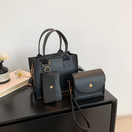 Women's Rhombus Three-piece Fashionable Western Style Shoulder Bags