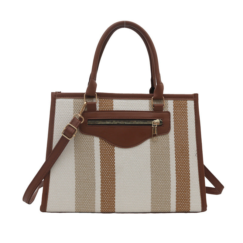 Trendy Contrast Color Large Capacity Female One Commuter Bags