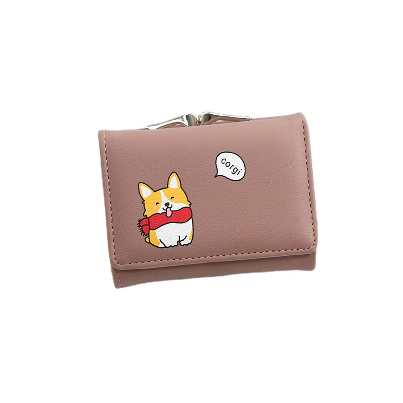 Women's Iron Clamp Short Cute Cartoon Ladies Wallet