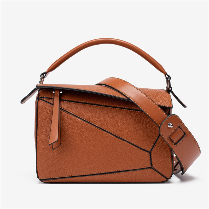 Stitching Geometric Lychee Pattern Lightweight Large Crossbody Bags