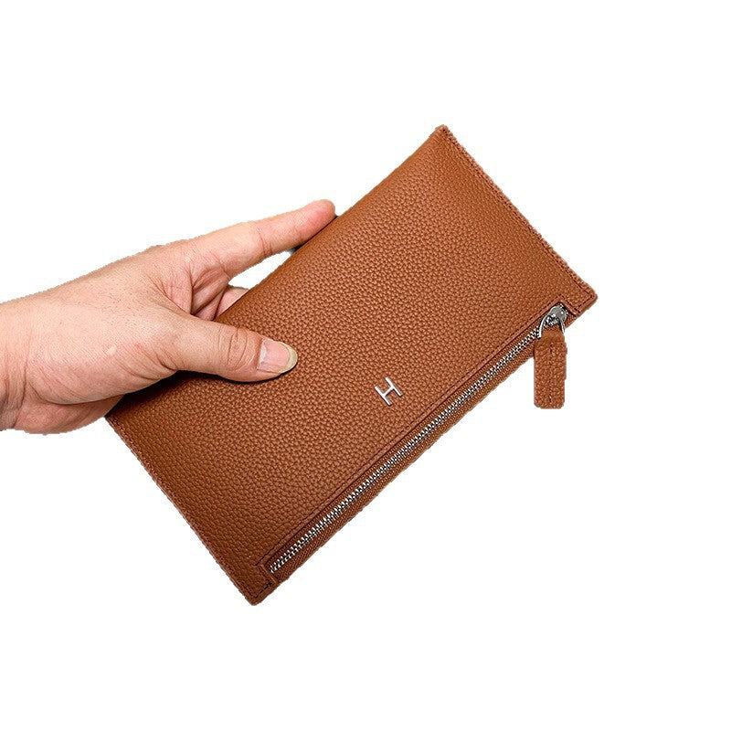 Women's First Layer Cowhide Long Clutch Genuine Leather Simple Ladies Wallet