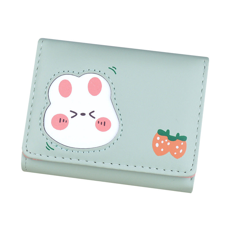 Women's Short Female Fresh Sweet Three Folding Soft Ladies Wallet