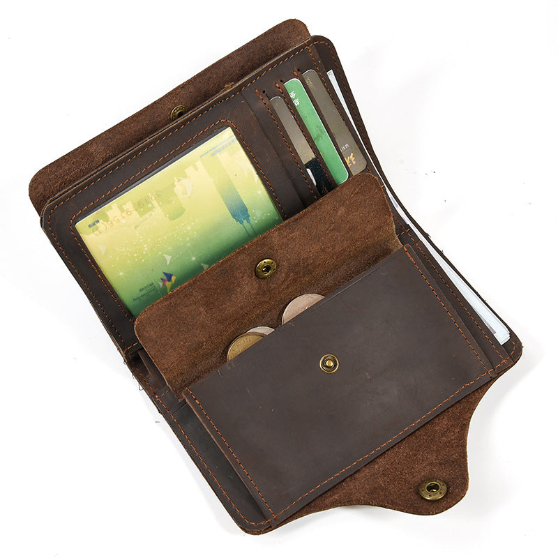 Men's Leather Crazy Horse Retro Long First Layer Cowhide Men's Wallet
