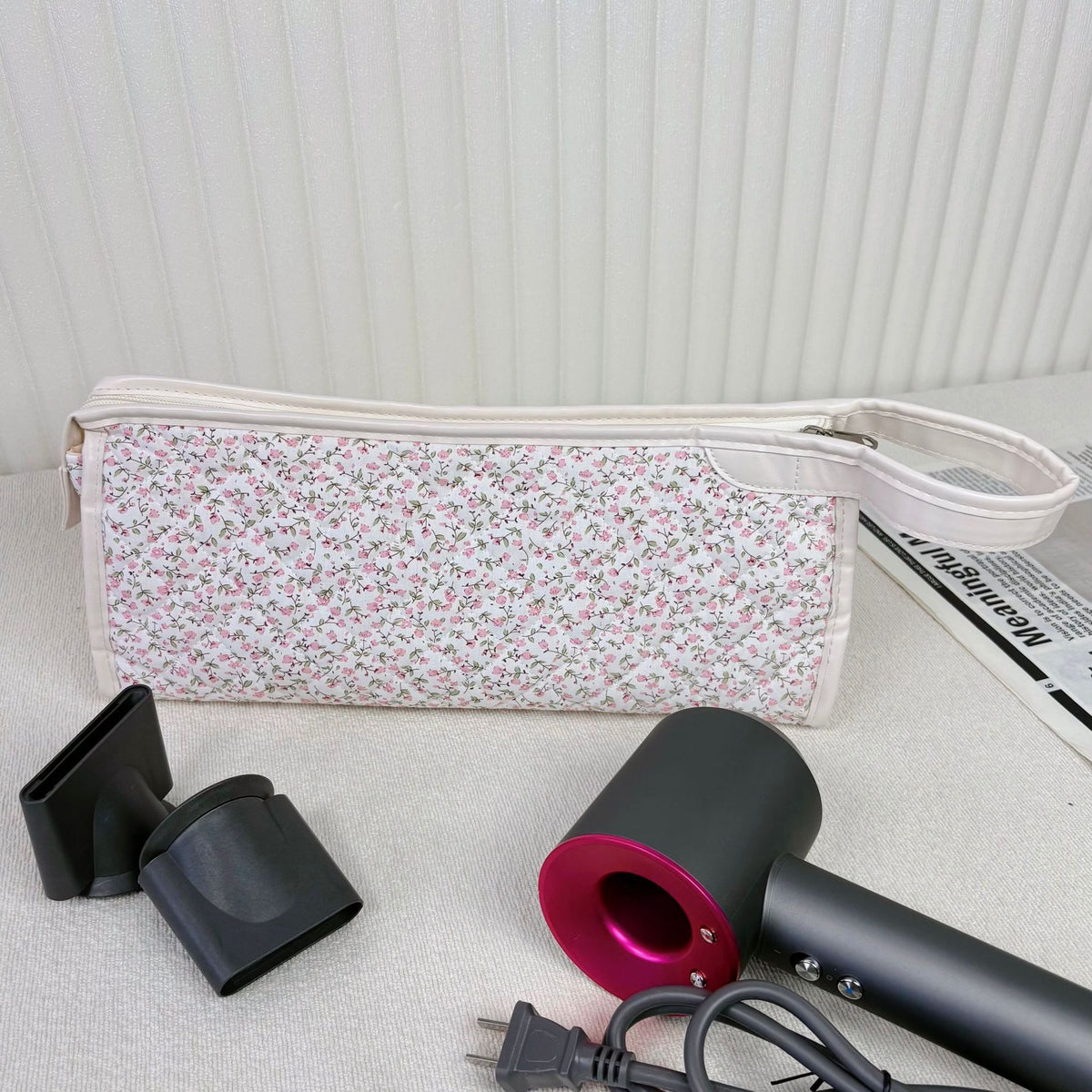 Capacity Hair Dryer Storage Portable Floral Cosmetic Bags