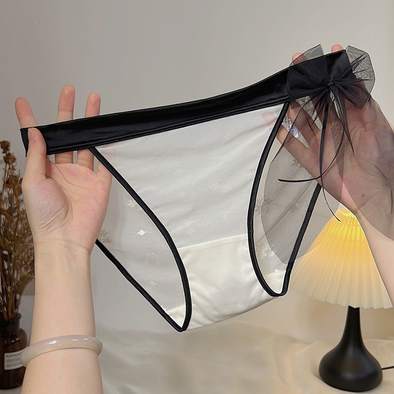 Briefs Pure Want Breathable Mesh Bow Edge Panties