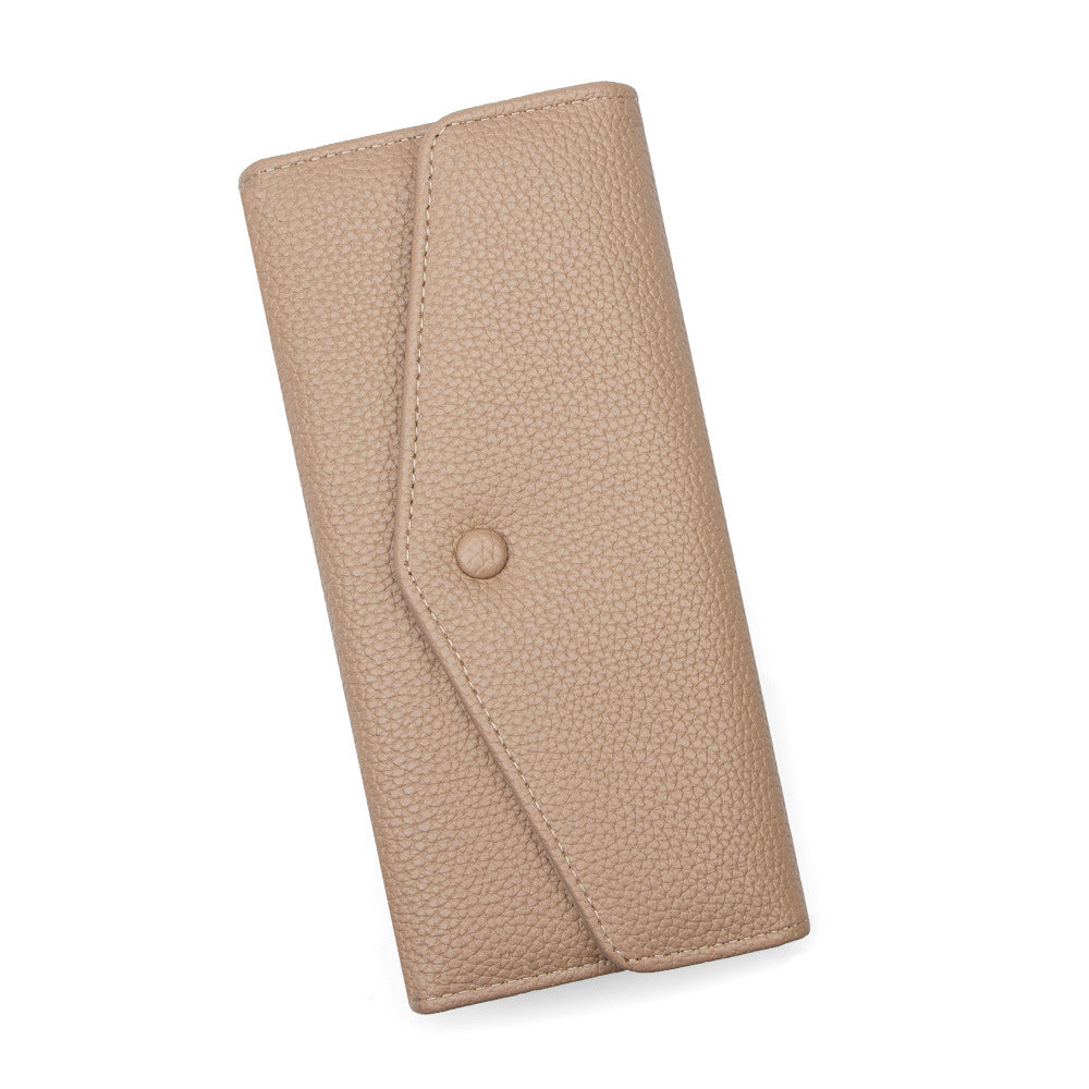Lychee Pattern Clutch Two Fold Large Ladies Wallet