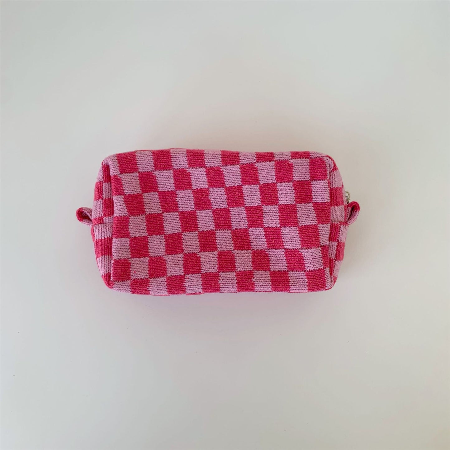 Chessboard Grid Large Capacity Knitted Storage Plaid Cosmetic Bags