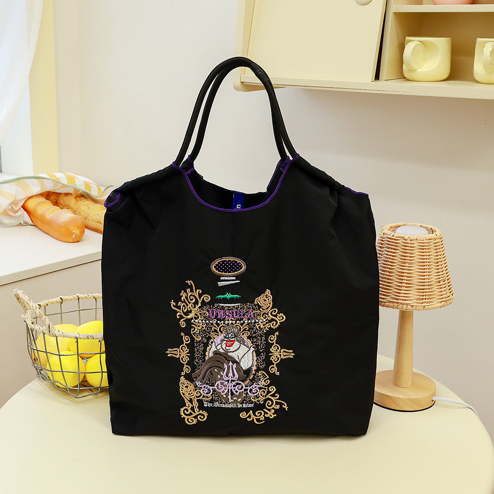 Women's Summer Needle Embroidery Nylon Large Capacity Shoulder Bags