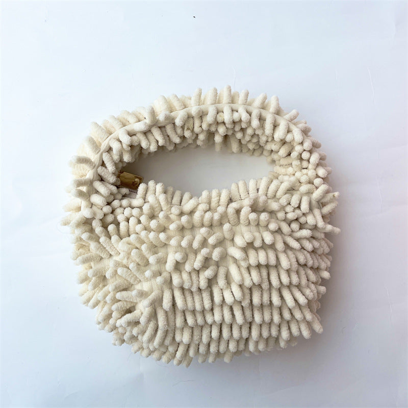 Plush Candy Color Lunch Box Cute Fashion Cotton Handbags