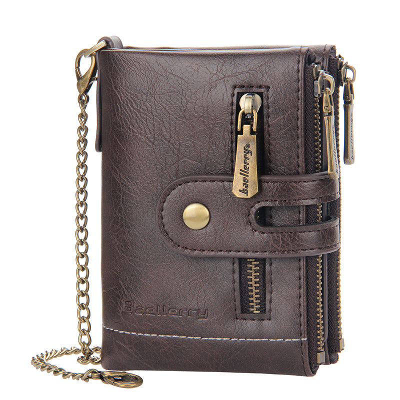Men's Short High-grade Business Double Zipper Man's Men's Wallet