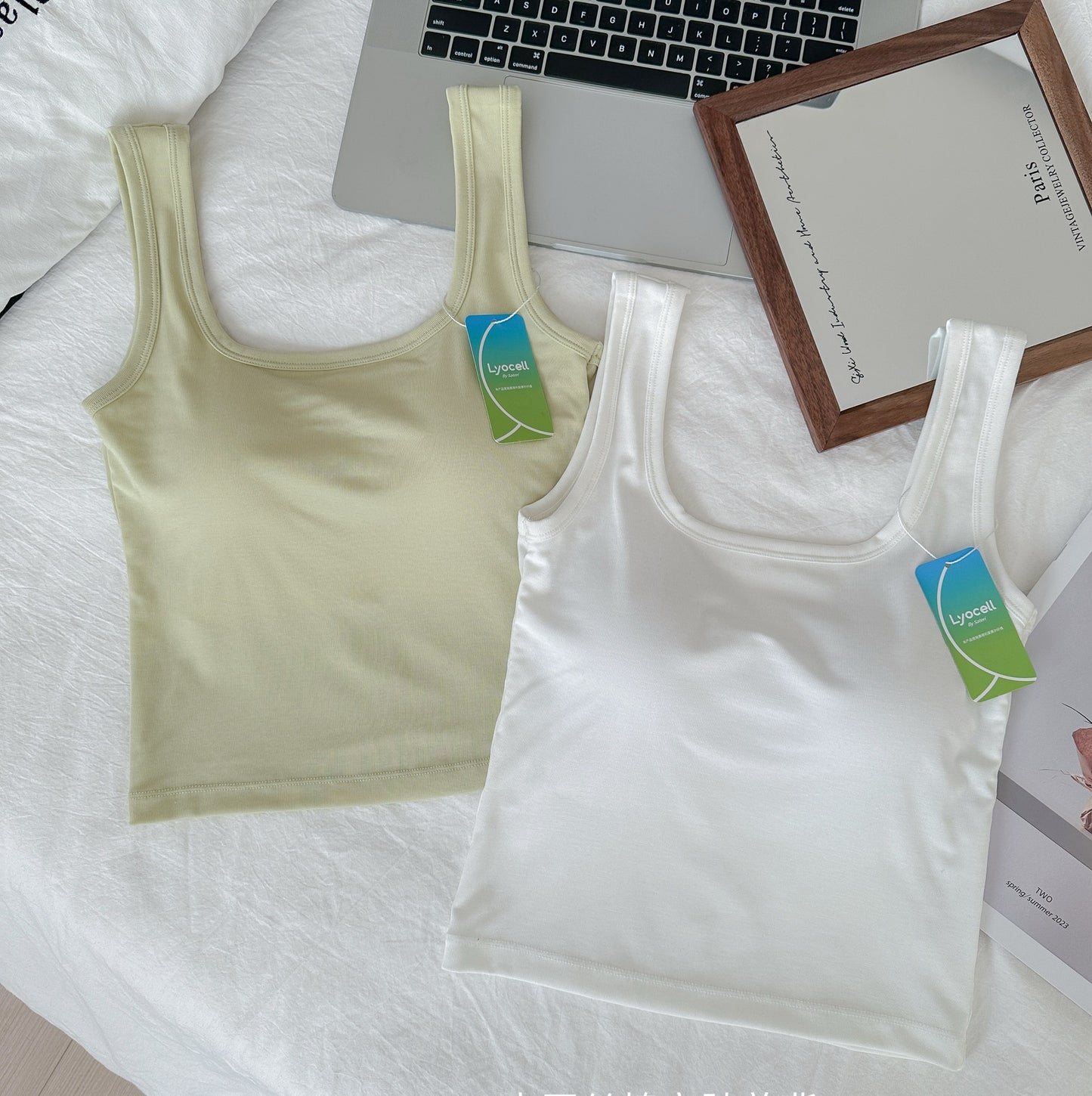 Wide Shoulder Strap Vest Cotton Underwear Fixed Integrated Coaster Bras