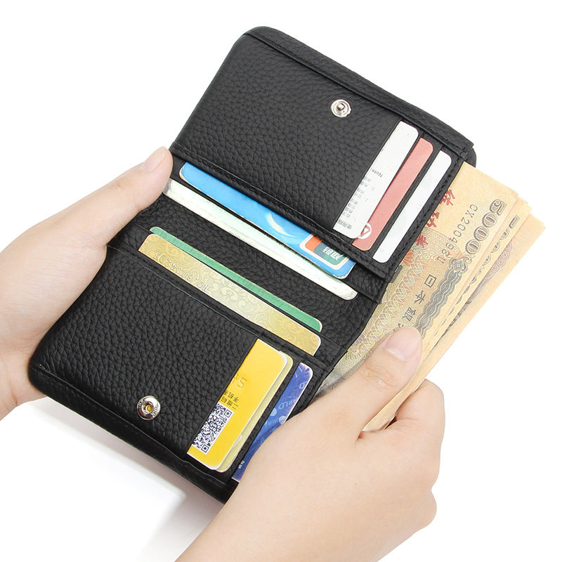 First Layer Cowhide Unisex Thin Section Zipper Convenient Ladies Wallet