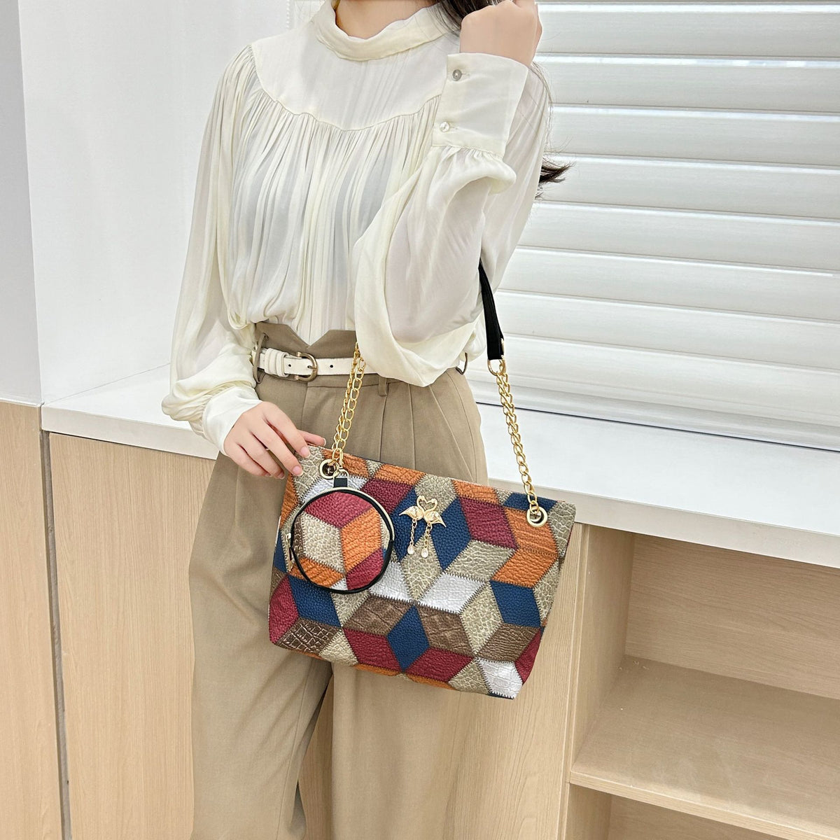 Women's Niche Advanced Texture Two-piece Rhombus Quilted Women's Shoulder Bag