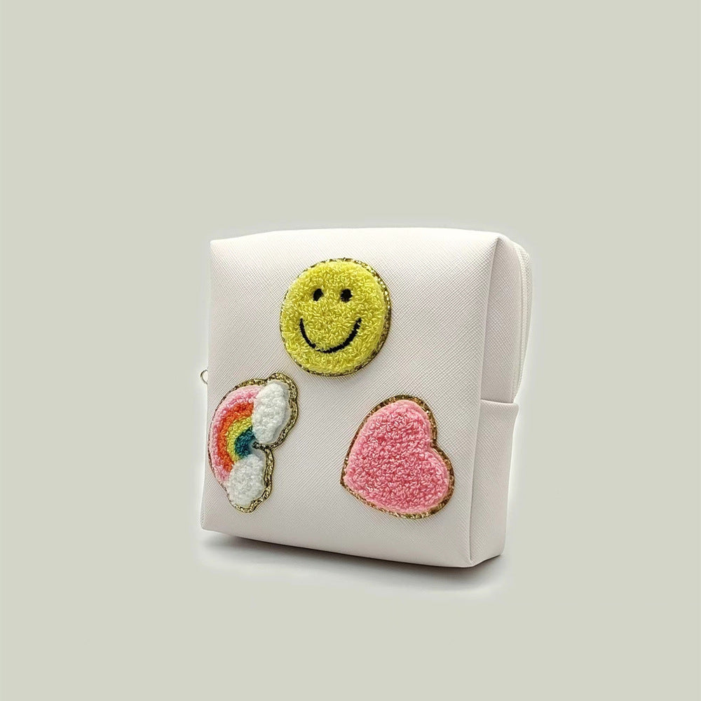 Women's Sanitary Napkin Towel Embroidery Letter Storage Cosmetic Bags