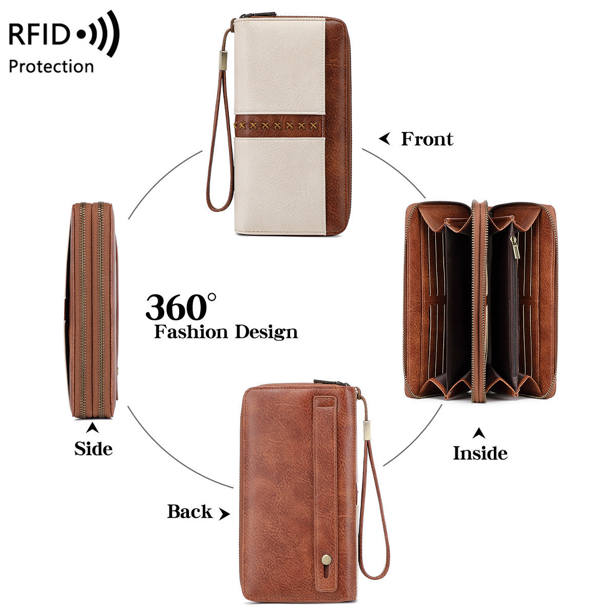 Women's & Men's Contrast Color Long Retro Large Capacity Ladies Wallet