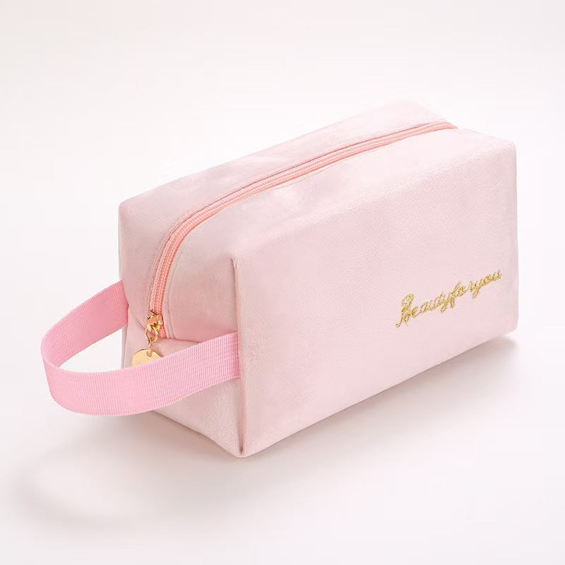 Plush Good-looking Storage Flannelette Large Capacity Embroidery Cosmetic Bags