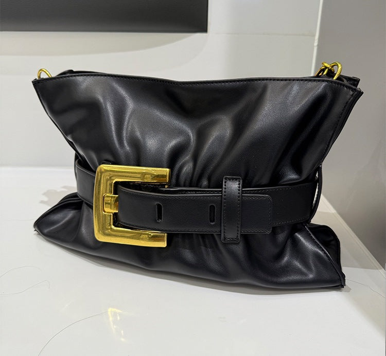 Soft Leather Cloud Crocodile Pattern High Texture Pleated Big Bags