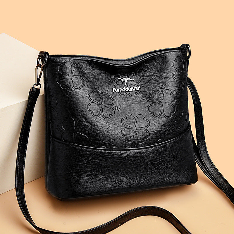 Women's Fashion Mom Leather Embossed Large Capacity Women's Messenger Bag