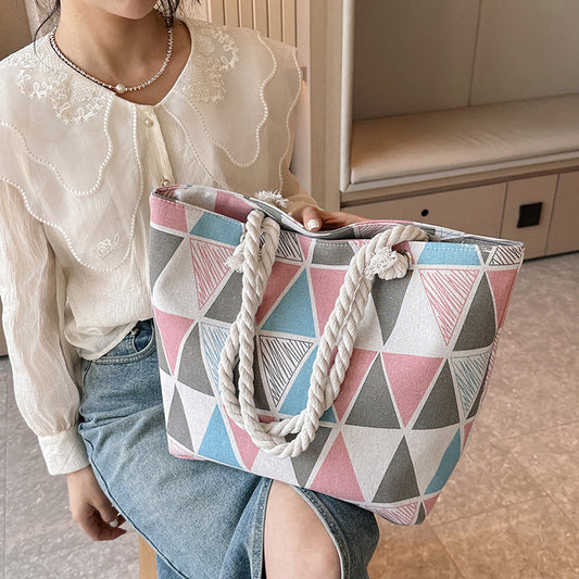 Women's Creative Printing Large Fashion Canvas Korean Shoulder Bags